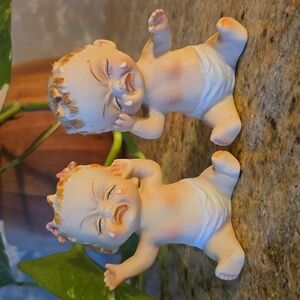 Vintage LEGO Japan Crying Baby Porcelain Salt And Pepper Shakers